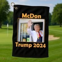 Mcdon Donald Trump 2024 Election Golf Towel thumb 1