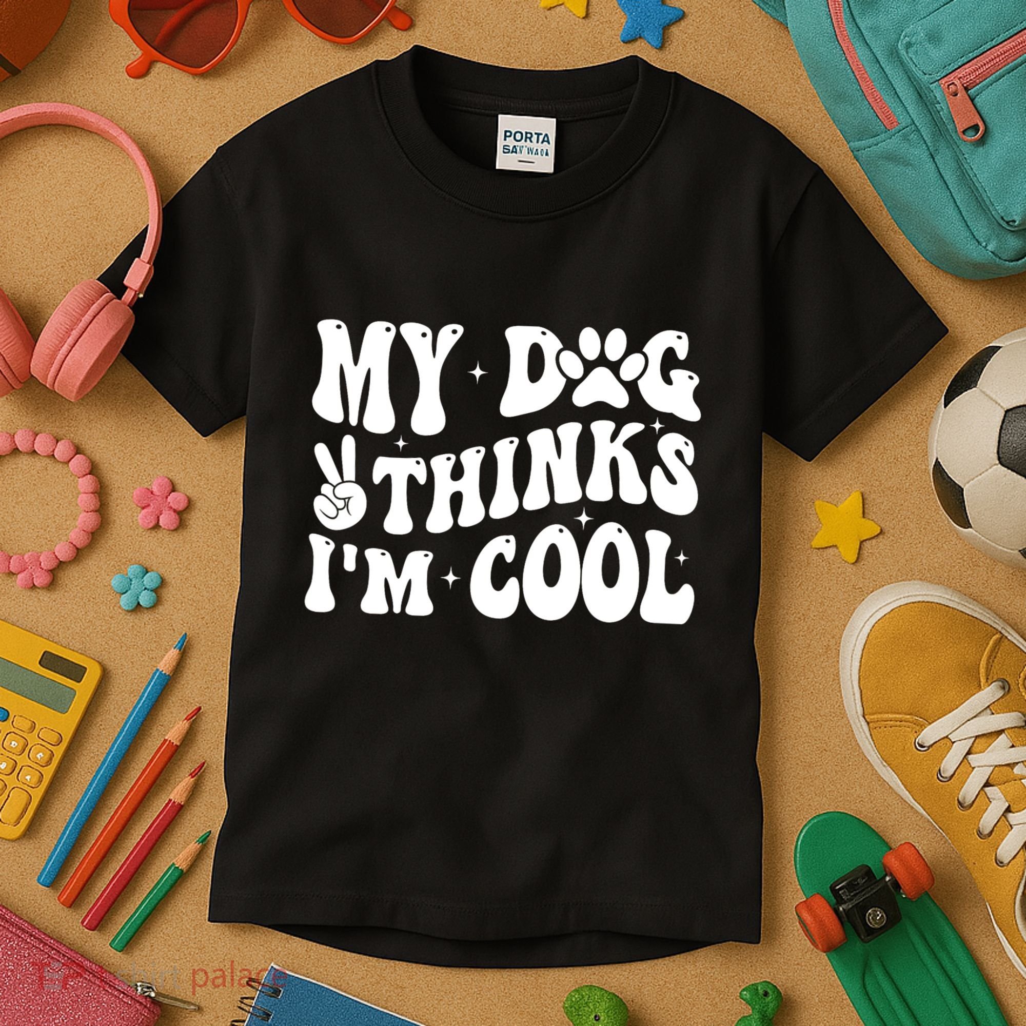 My Dog Thinks I’M Cool Funny Kids T-Shirt