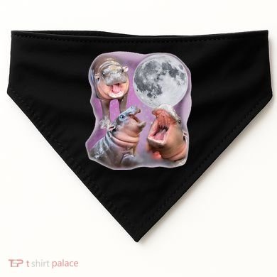 Moo Deng Three Moo Deng Moon Funny Hippo USA-Made Doggie Bandana