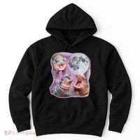 Moo Deng Three Moo Deng Moon Funny Hippo Hoodie thumb 0