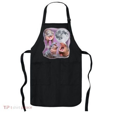 Moo Deng Three Moo Deng Moon Funny Hippo Apron