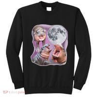 Moo Deng Three Moo Deng Moon Funny Hippo Sweatshirt thumb 0