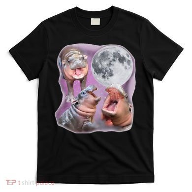 Moo Deng Three Moo Deng Moon Funny Hippo T-Shirt