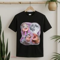 Moo Deng Three Moo Deng Moon Funny Hippo T-Shirt thumb 2