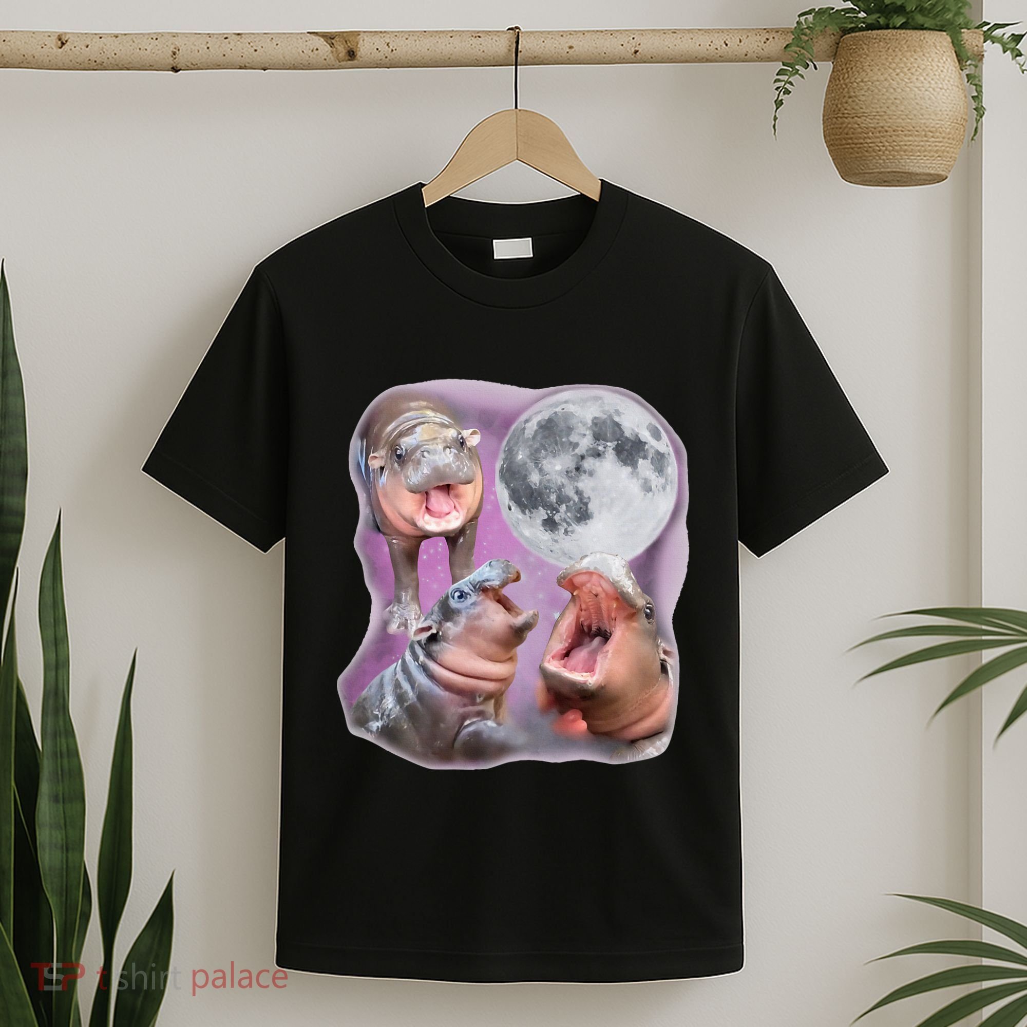 Moo Deng Three Moo Deng Moon Funny Hippo T-Shirt