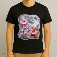 Moo Deng Three Moo Deng Moon Funny Hippo T-Shirt thumb 3