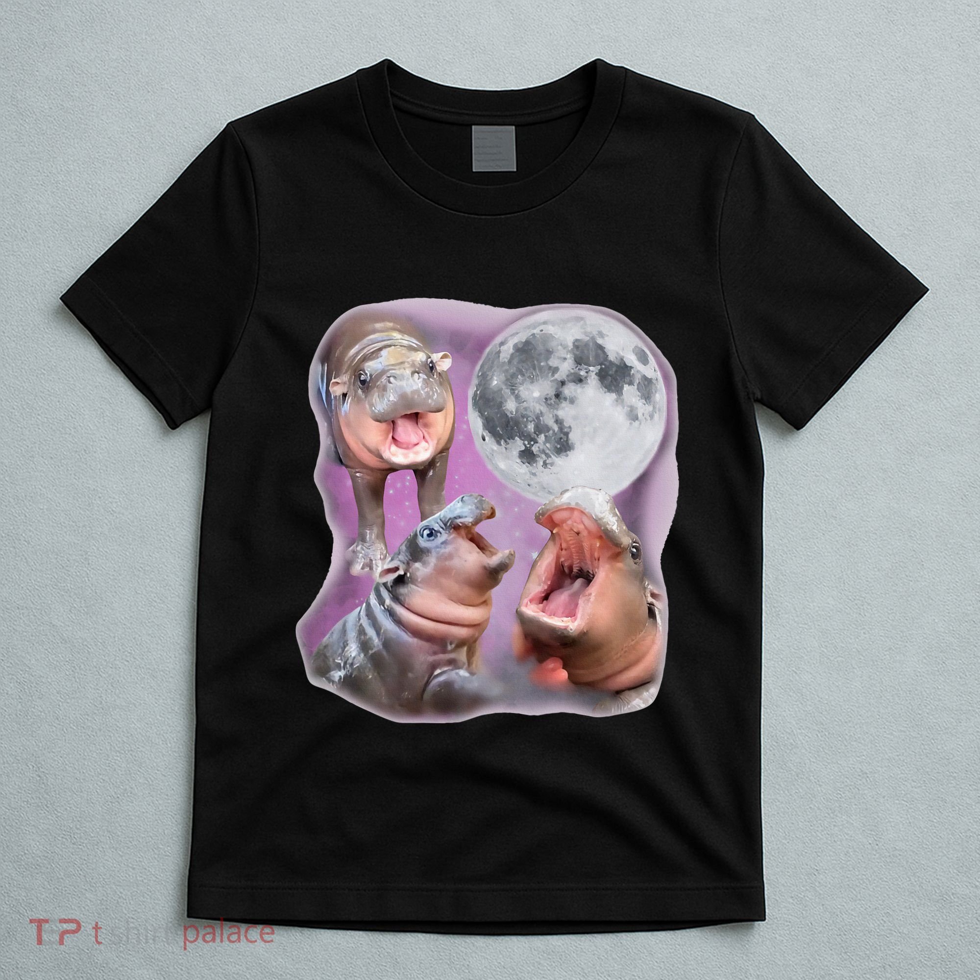 Moo Deng Three Moo Deng Moon Funny Hippo T-Shirt