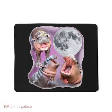 Moo Deng Three Moo Deng Moon Funny Hippo Mousepad