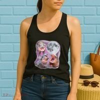 Moo Deng Three Moo Deng Moon Funny Hippo Women's Tank Top thumb 2