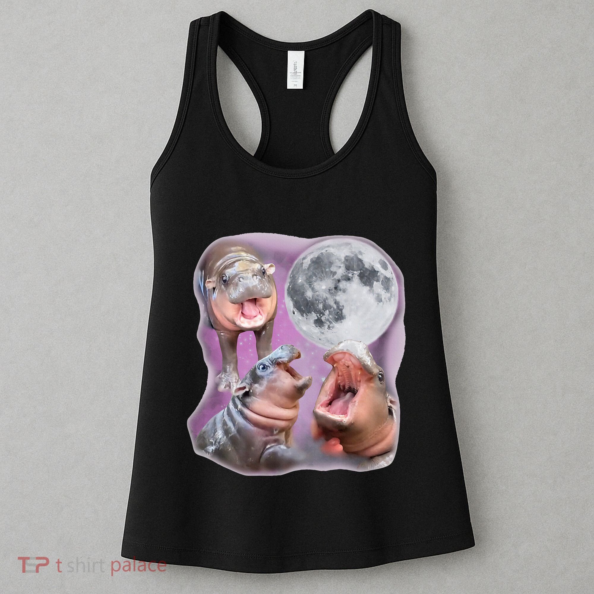 Moo Deng Three Moo Deng Moon Funny Hippo Women's Tank Top