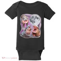Moo Deng Three Moo Deng Moon Funny Hippo Baby Bodysuit thumb 0