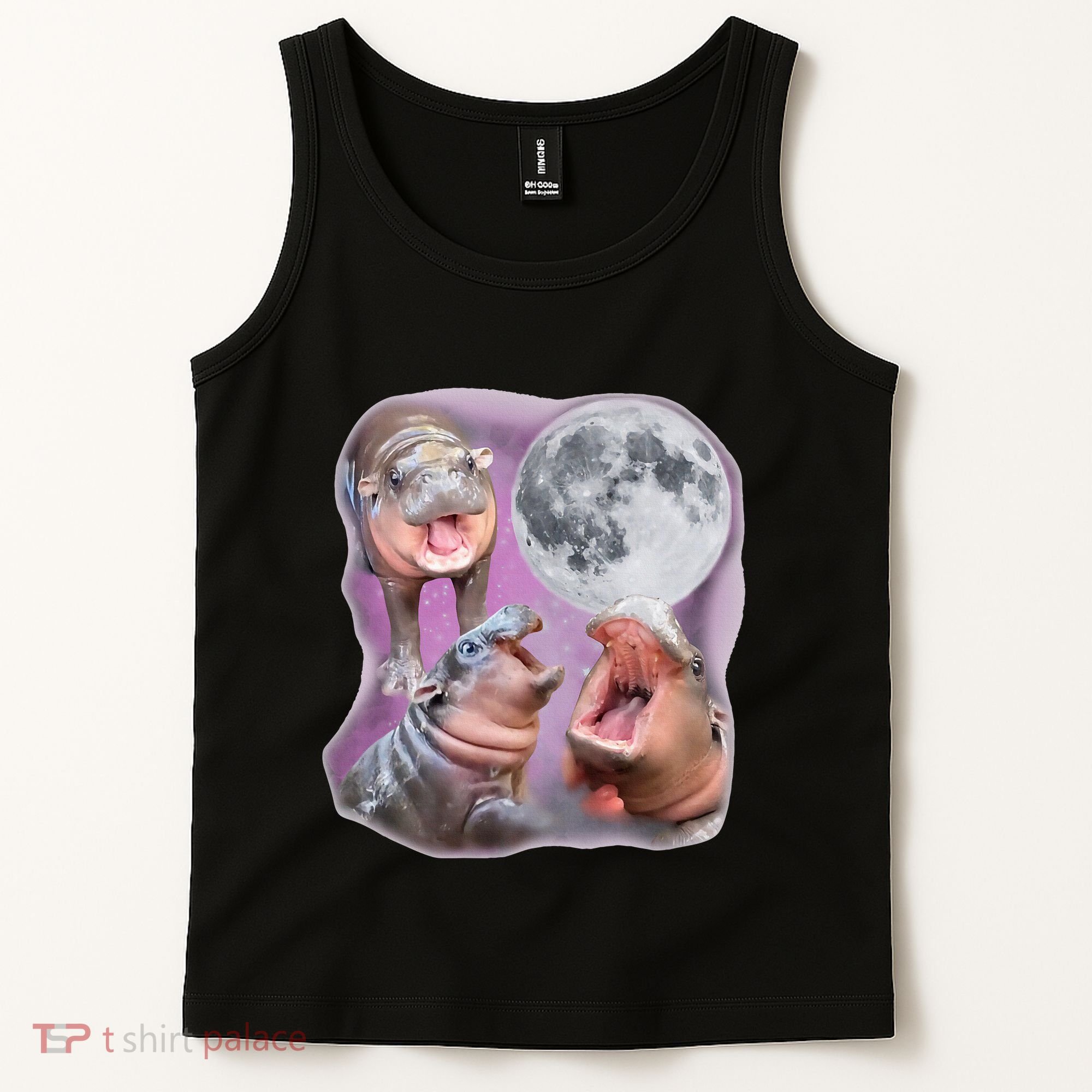 Moo Deng Three Moo Deng Moon Funny Hippo Tank Top