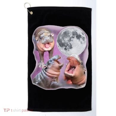 Moo Deng Three Moo Deng Moon Funny Hippo Golf Towel