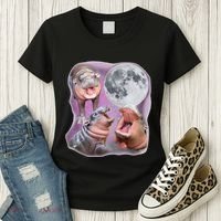 Moo Deng Three Moo Deng Moon Funny Hippo Women's T-Shirt thumb 3