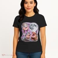 Moo Deng Three Moo Deng Moon Funny Hippo Women's T-Shirt thumb 4