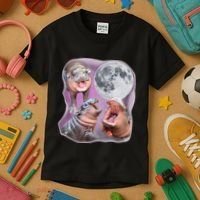 Moo Deng Three Moo Deng Moon Funny Hippo Kids T-Shirt thumb 3