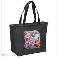 Moo Deng Three Moo Deng Moon Funny Hippo Tote Bag thumb 2