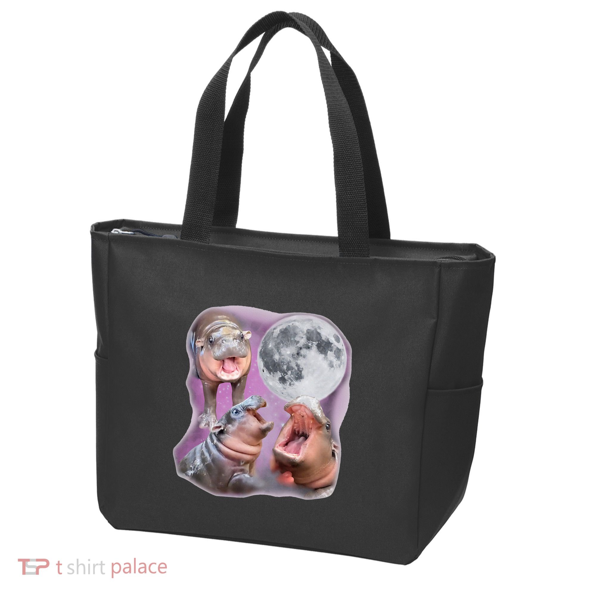 Moo Deng Three Moo Deng Moon Funny Hippo Tote Bag