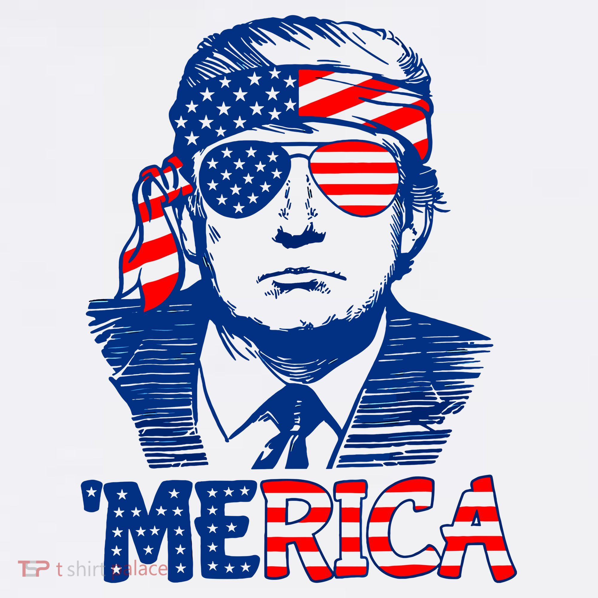 Merica Donald Trump 4th Of July Patristic American Flag T-Shirt