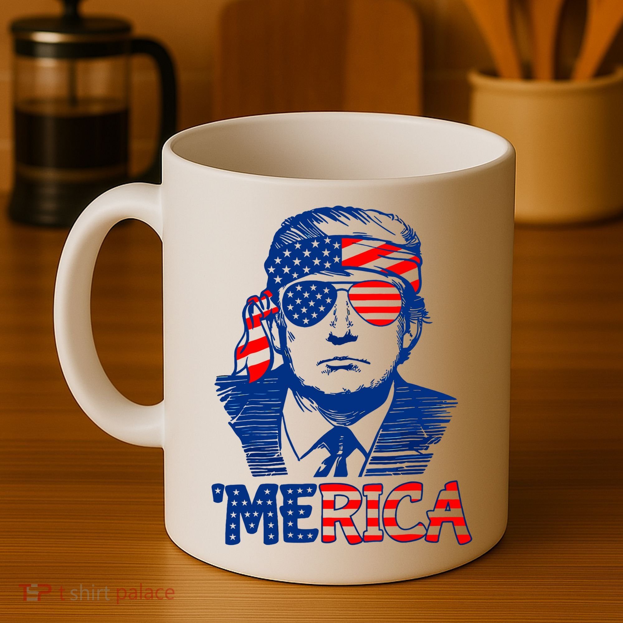 Merica Donald Trump 4th Of July Patristic American Flag Coffee Mug