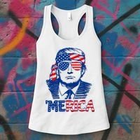 Merica Donald Trump 4th Of July Patristic American Flag Women's Tank Top thumb 3