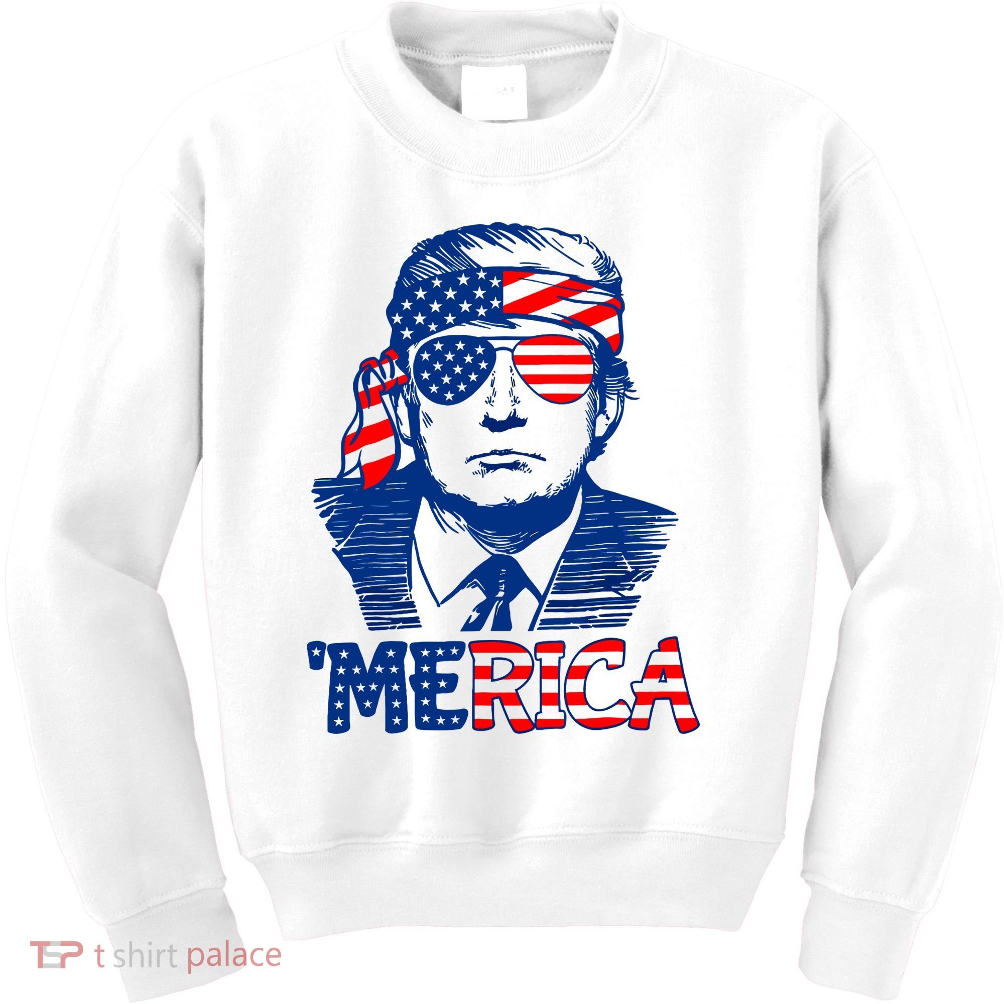 Merica Donald Trump 4th Of July Patristic American Flag Kids Sweatshirt