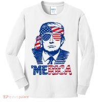 Merica Donald Trump 4th Of July Patristic American Flag Kids Long Sleeve Shirt thumb 0