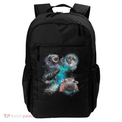 Moo Deng Three Moo Deng Moon Funny Hippo Universe Galaxy Backpack