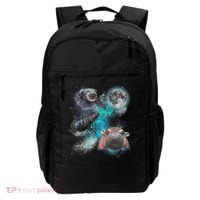 Moo Deng Three Moo Deng Moon Funny Hippo Universe Galaxy Backpack thumb 0