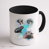 Moo Deng Three Moo Deng Moon Funny Hippo Universe Galaxy Coffee Mug thumb 1