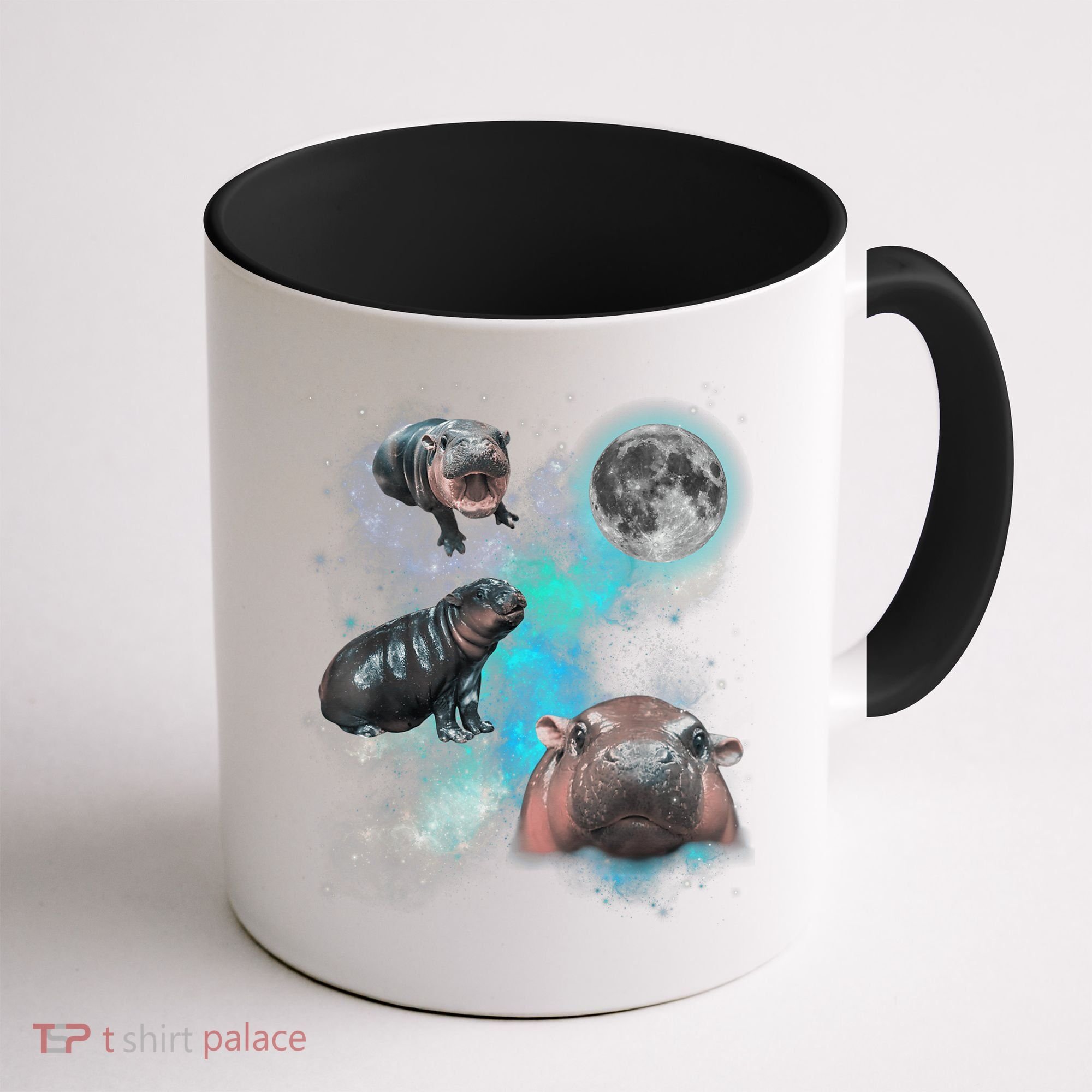 Moo Deng Three Moo Deng Moon Funny Hippo Universe Galaxy Coffee Mug