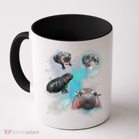 Moo Deng Three Moo Deng Moon Funny Hippo Universe Galaxy Coffee Mug thumb 0
