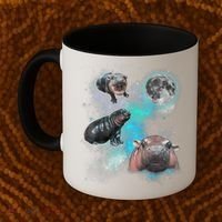 Moo Deng Three Moo Deng Moon Funny Hippo Universe Galaxy Coffee Mug thumb 2