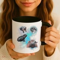 Moo Deng Three Moo Deng Moon Funny Hippo Universe Galaxy Coffee Mug thumb 3