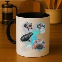 Moo Deng Three Moo Deng Moon Funny Hippo Universe Galaxy Coffee Mug thumb 4