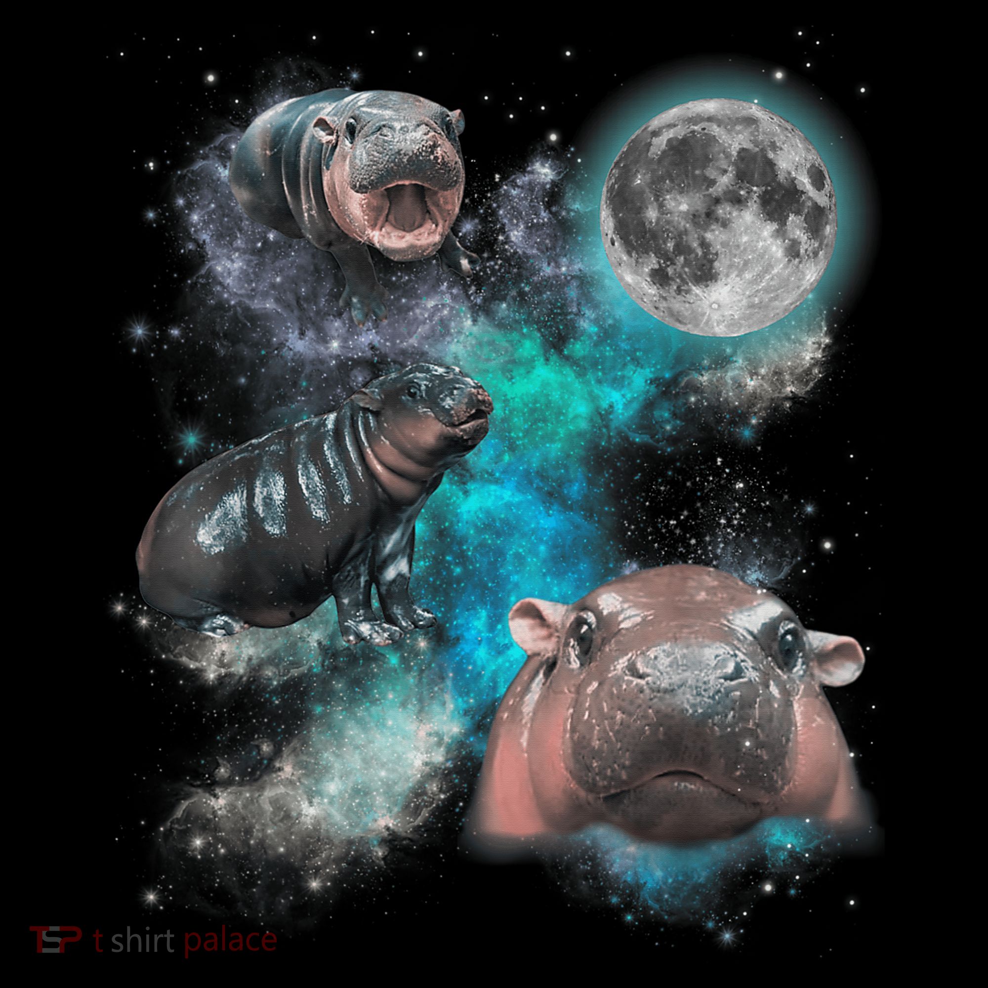 Moo Deng Three Moo Deng Moon Funny Hippo Universe Galaxy Coffee Mug