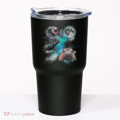 Moo Deng Three Moo Deng Moon Funny Hippo Universe Galaxy Tumbler