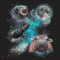 Moo Deng Three Moo Deng Moon Funny Hippo Universe Galaxy Tumbler thumb 3