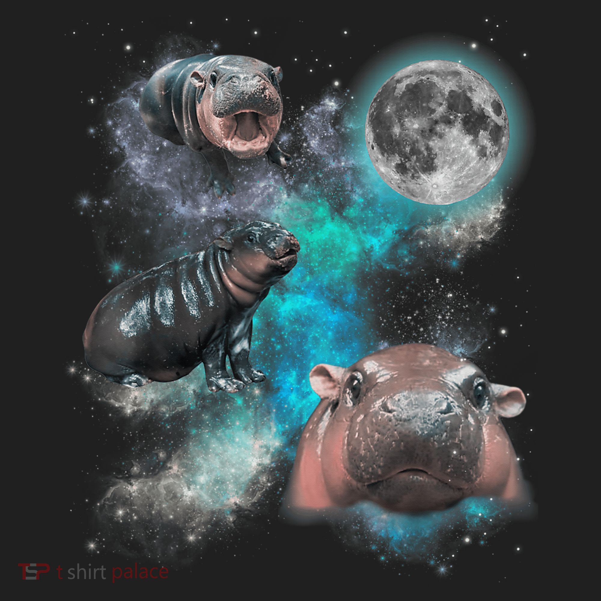 Moo Deng Three Moo Deng Moon Funny Hippo Universe Galaxy Tumbler