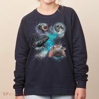 Moo Deng Three Moo Deng Moon Funny Hippo Universe Galaxy Women's Sweatshirt thumb 0