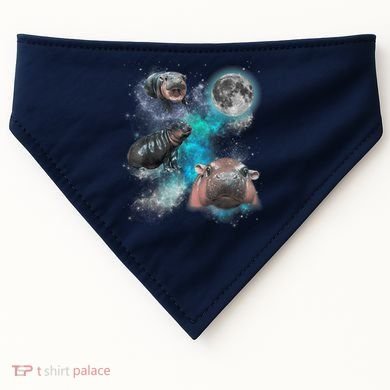 Moo Deng Three Moo Deng Moon Funny Hippo Universe Galaxy USA-Made Doggie Bandana