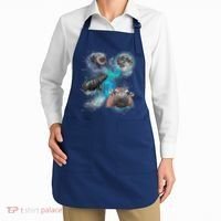 Moo Deng Three Moo Deng Moon Funny Hippo Universe Galaxy Apron thumb 2