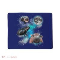 Moo Deng Three Moo Deng Moon Funny Hippo Universe Galaxy Mousepad thumb 0