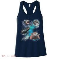 Moo Deng Three Moo Deng Moon Funny Hippo Universe Galaxy Women's Tank Top thumb 0
