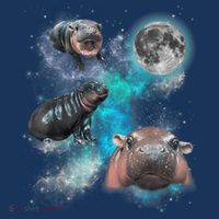 Moo Deng Three Moo Deng Moon Funny Hippo Universe Galaxy Baby Bodysuit thumb 2