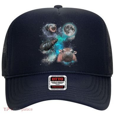 Moo Deng Three Moo Deng Moon Funny Hippo Universe Galaxy Hat