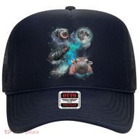 Moo Deng Three Moo Deng Moon Funny Hippo Universe Galaxy Hat thumb 0