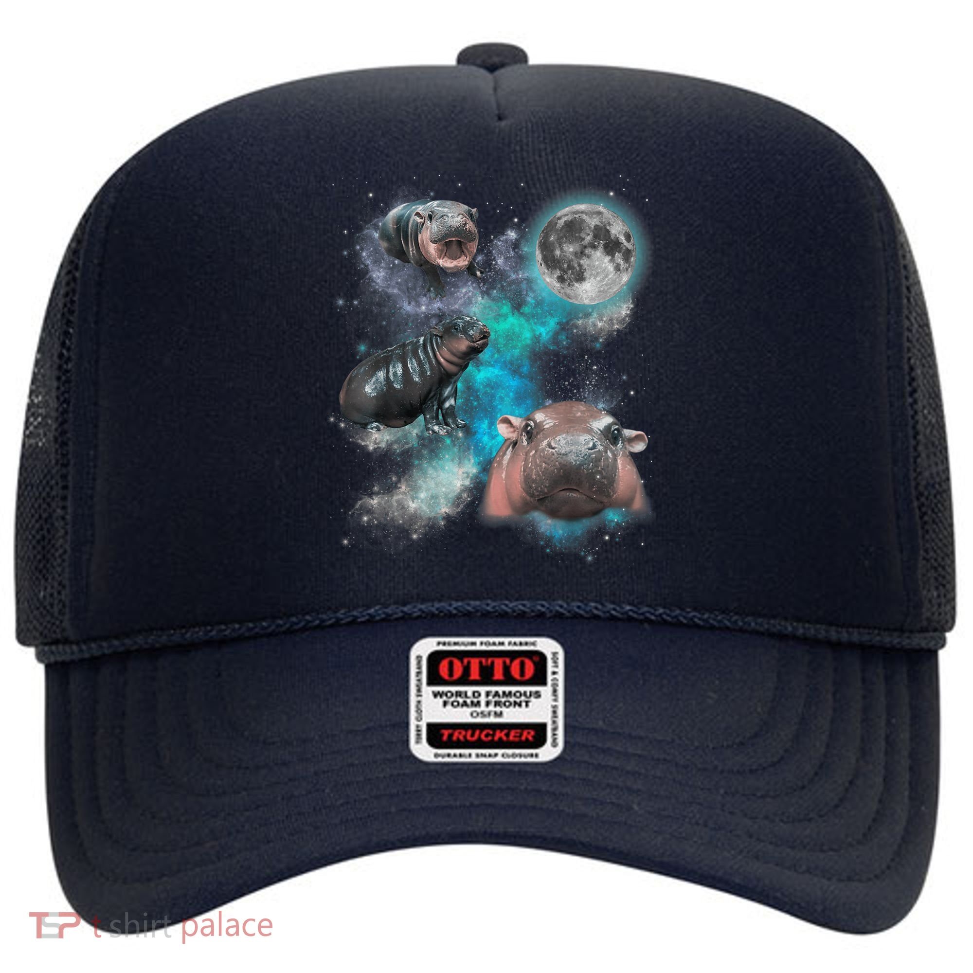 Moo Deng Three Moo Deng Moon Funny Hippo Universe Galaxy Hat