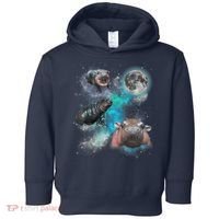 Moo Deng Three Moo Deng Moon Funny Hippo Universe Galaxy Toddler Hoodie thumb 0