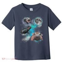 Moo Deng Three Moo Deng Moon Funny Hippo Universe Galaxy Toddler T-Shirt thumb 0